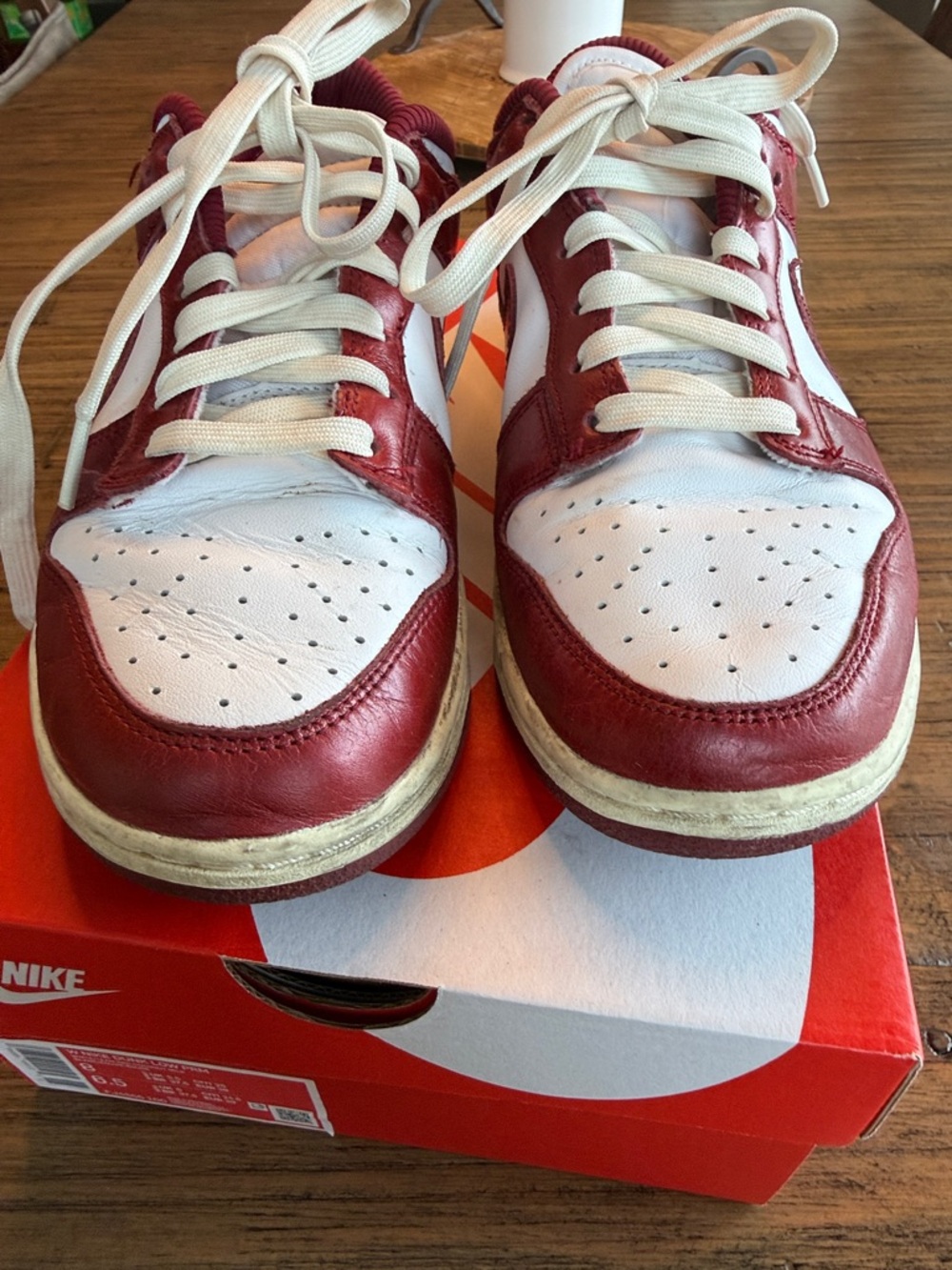 Nike Dunk Low PRM team red white Retro Sneakers size 8 - Picture 7 of 10